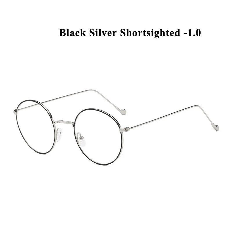 B silver myopia 1.0 Zilead, металлические круглые очки для близорукости, для женщин и мужчин, сверхлегкие, по рецепту, близорукие очки, очки унисекс - Цвет оправы: B silver myopia 1.0