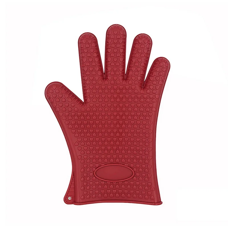 red 2pcs 2 шт силиконовая духовка кухонная перчатка Толстая кулинарная рукавица для Гриль-барбекю прихватка жаростойкая перчатка для выпечки барбекю Кухонные гаджеты A - Цвет: red 2pcs
