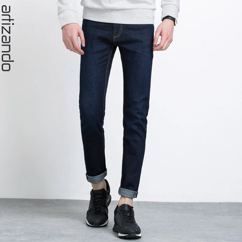 Artizando Джинсы Мужчины Основные Регулярные Прямые Брюки Полная Длина Denim Моющиеся