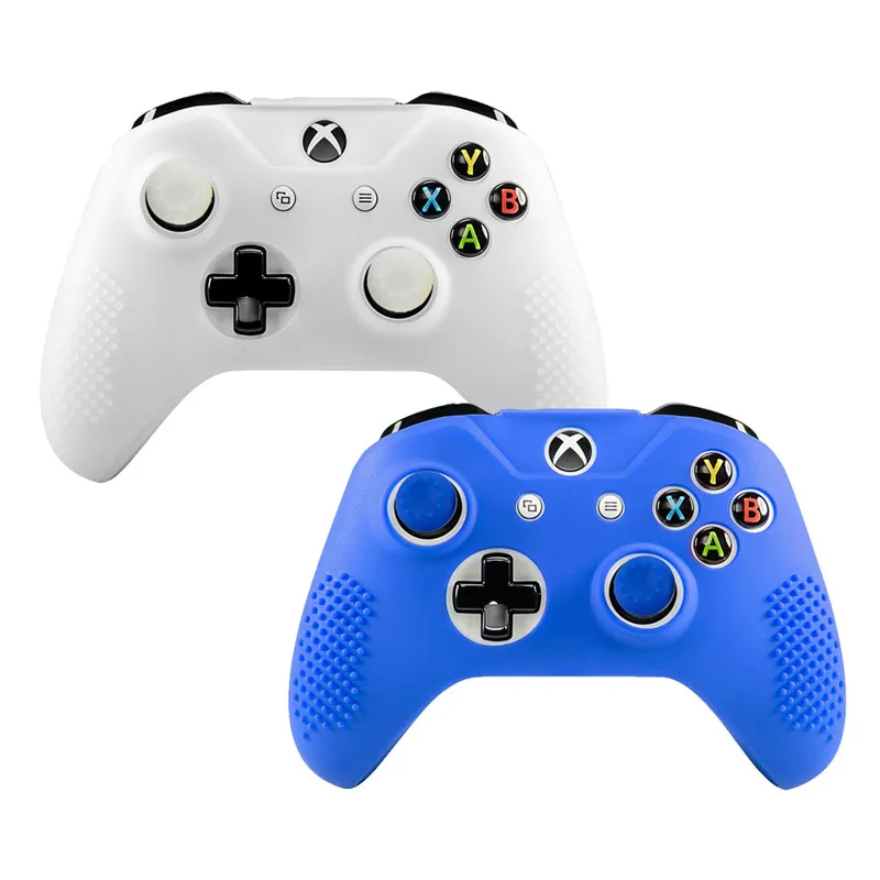 IVYUEEN 2 x мягкий Противоскользящий силиконовый резиновый чехол для Xbox One X S тонкий контроллер+ 4 x палочки для большого пальца - Цвет: Blue and White