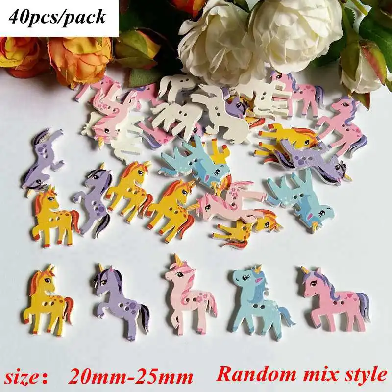Style 21 40pcs 30/40/50 шт 2 отверстия деревянные пуговицы для Скрапбукинг ремесла Сделай Сам детские, для малышей Костюмы швейная декоративные пуговицы для рукоделия животных L-4 - Цвет: Style 21 40pcs