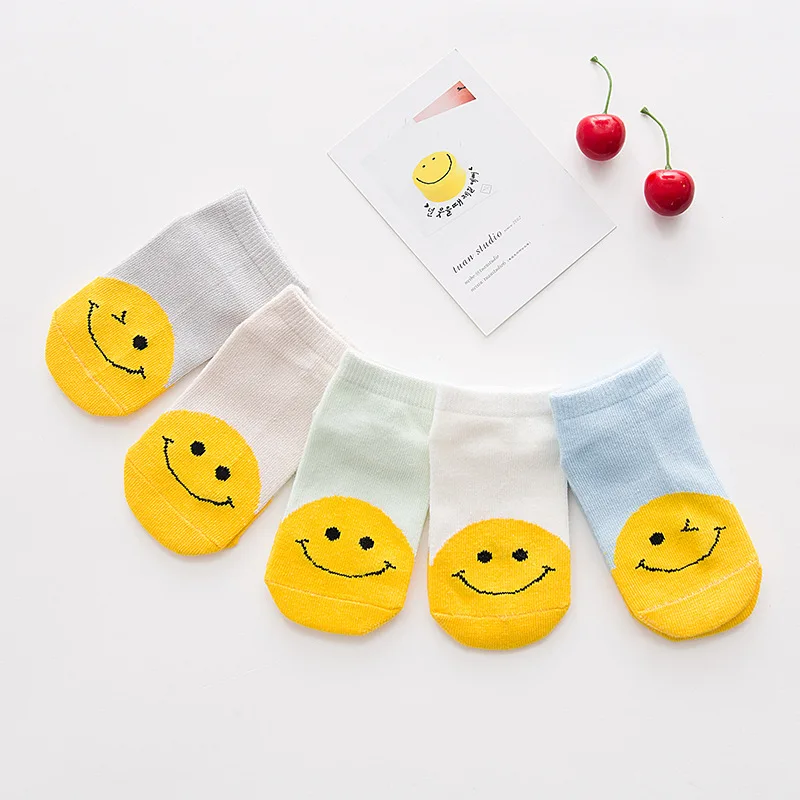5 Pairs/lot New Autumn Soft Cotton Boys Girls Short Socks Cute Cartoon Pattern Cute Kids Socks for Baby Boys Girls 1-3Y