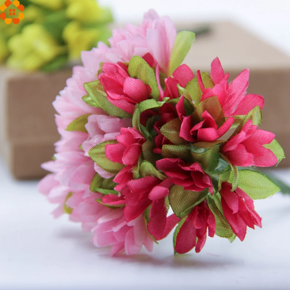 12 шт./лот оптовая продажа шелковые искусственные цветы букет для дома свадьбы