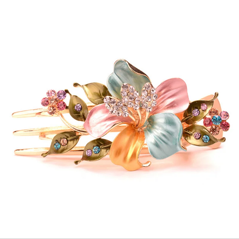 luxurious name Roses Super multi Cubic Zirconia Multicolor Barrettes Fashion hair combs For women Free shipping 002 | Украшения и