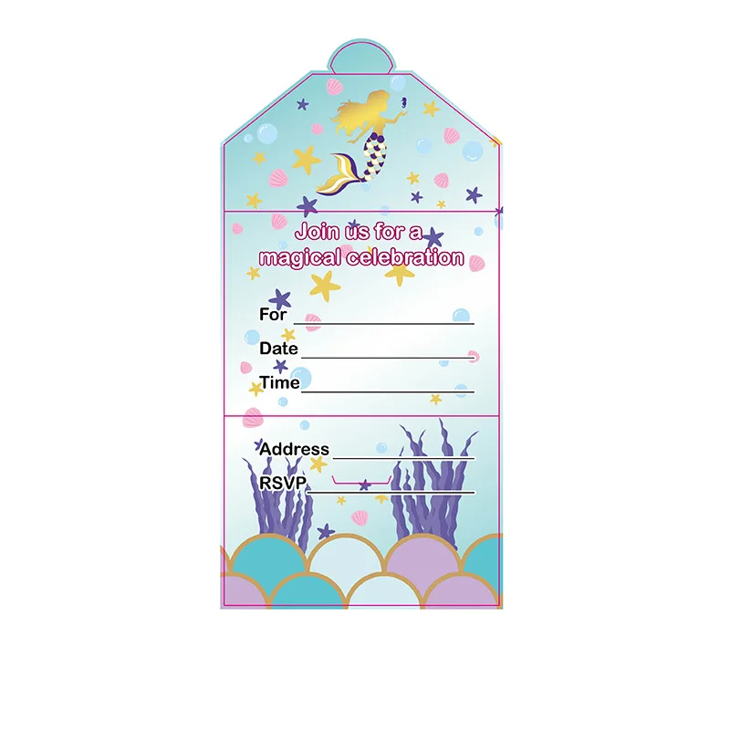 16 шт. бумажный стаканчик для Русалочки бумажные тарелки с флагом пригласительная