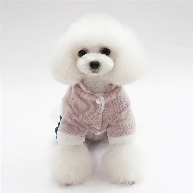 Зимняя одежда для собак маленьких флисовое пальто с подкладкой из четырех частей