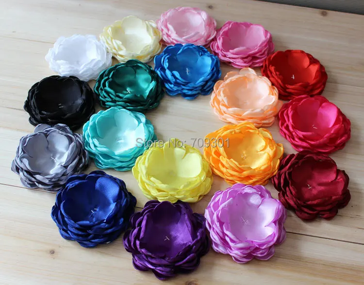 Обожженный цветок 3 дюймов сатиновый обожженный тканевый для повязки на голову