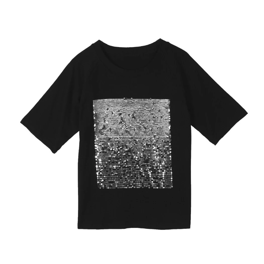 2018 летняя брендовая Новая женская футболка с блестками лидер продаж хлопковая