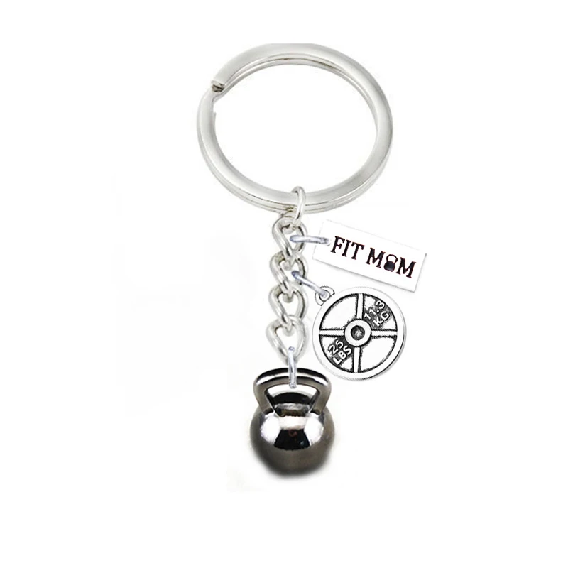 DOUBLE NOSE Gym Sport Crossfit Fitness Bodybuilding Weight Plate Kettlebell Fit Mom Keychain Key Holder | Украшения и аксессуары