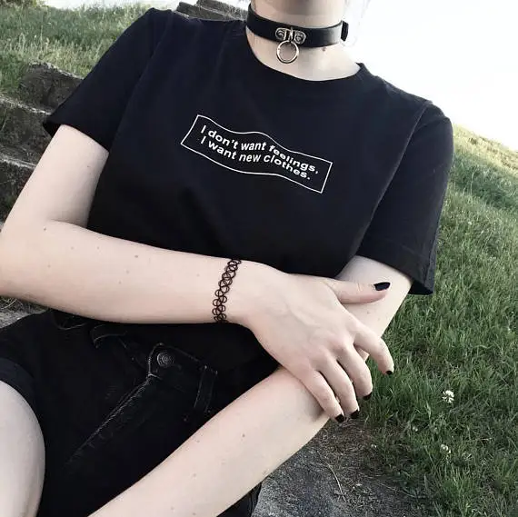 

Skuggnas I't Want Feeling I Want новая одежда футболка хипстерская девушка Tumblr графическая футболка гранж эстетика Харадзюку Топы