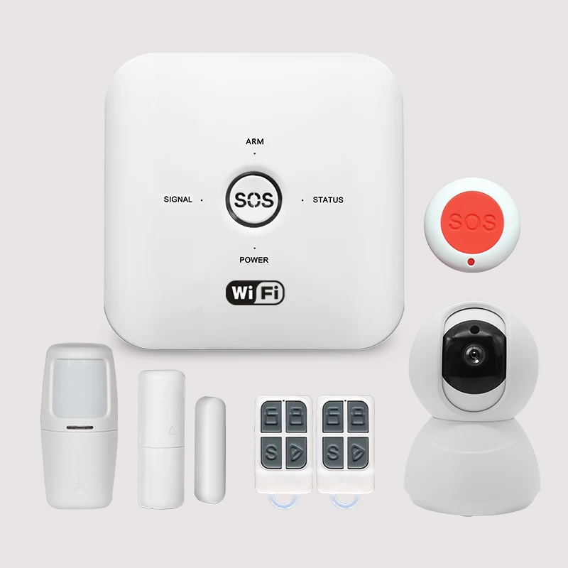 Белый Tuya Smart Wifi+ GSM Беспроводная умная домашняя система охранной сигнализации совместима с Alexa - Цвет: Белый