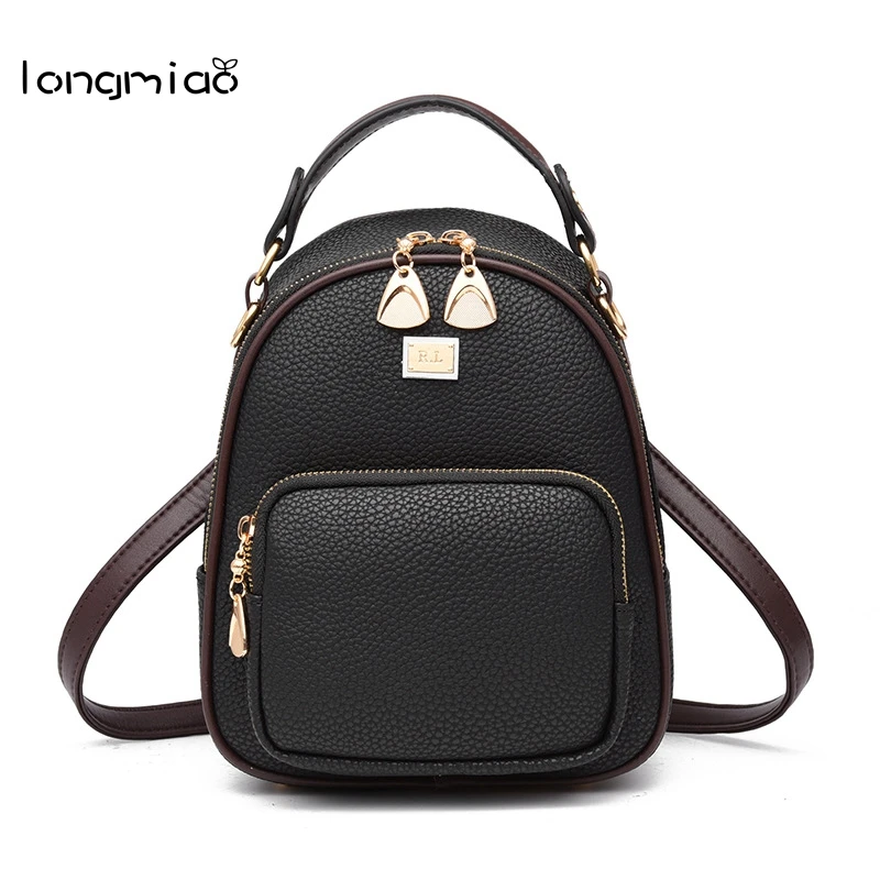 Сумки для женщин 2018 Одноцветный маленький рюкзак из искусственной кожи школьные