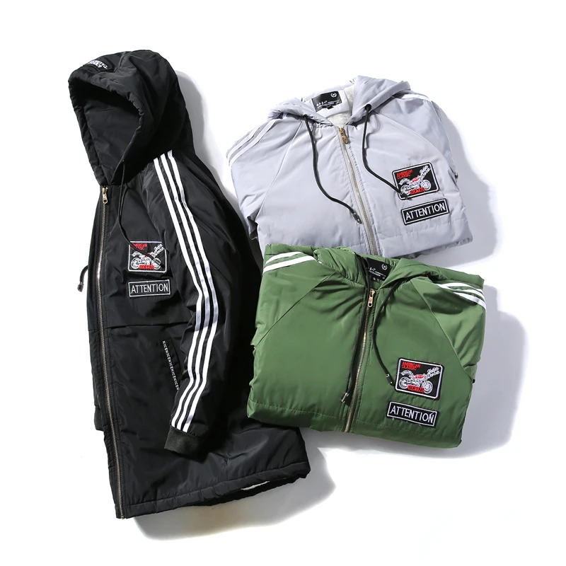 Мужская полосатая стеганая куртка средней длины утепленная теплая длинная