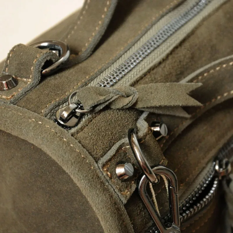 Новая женская Замшевая сумка через плечо из натуральной кожи с заклепками для