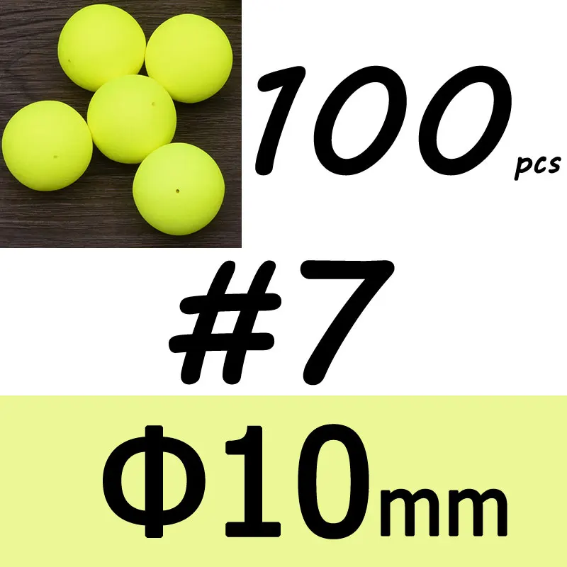 100 шт. пенопластовые шариковые бусины Beans Pompano Float Bottom Rig Такелажный материал для морской пресноводной рыбалки поддельные приманки - Цвет: Yellow size 7