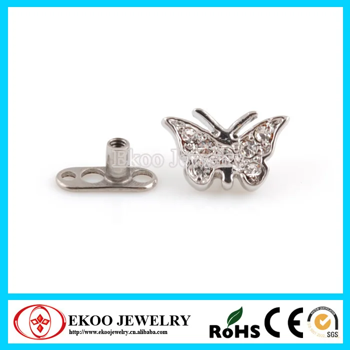 Титановый дермальный анкер с микро-бабочкой G23 | Украшения и аксессуары