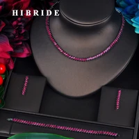 hibride luxury fashion style red cubic zirconia jewelry sets for women bride necklace set wedding dress accessories n 385