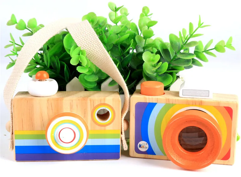 Funny Wooden Toy Camera Children Fashion Clothing Accessory Hanging Photography Kaleidoscope lens Toys For | Игрушки и хобби