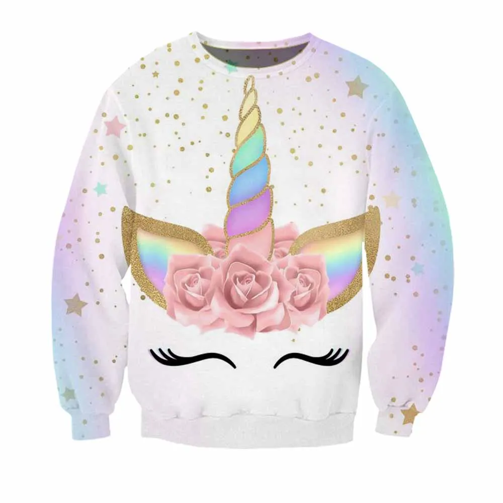 FEMSKIS новый ярко розовый вытирая толстовка с единорогом женские животных печати