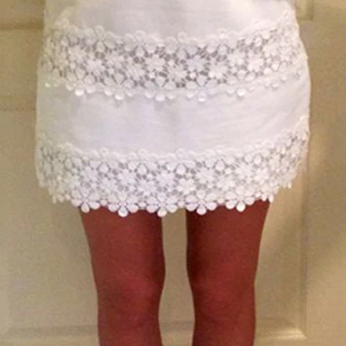 Women Summer Sexy Package Hip Slim Round Neck Sleeveless Lace Flower Mini Dress New Arrival | Женская одежда