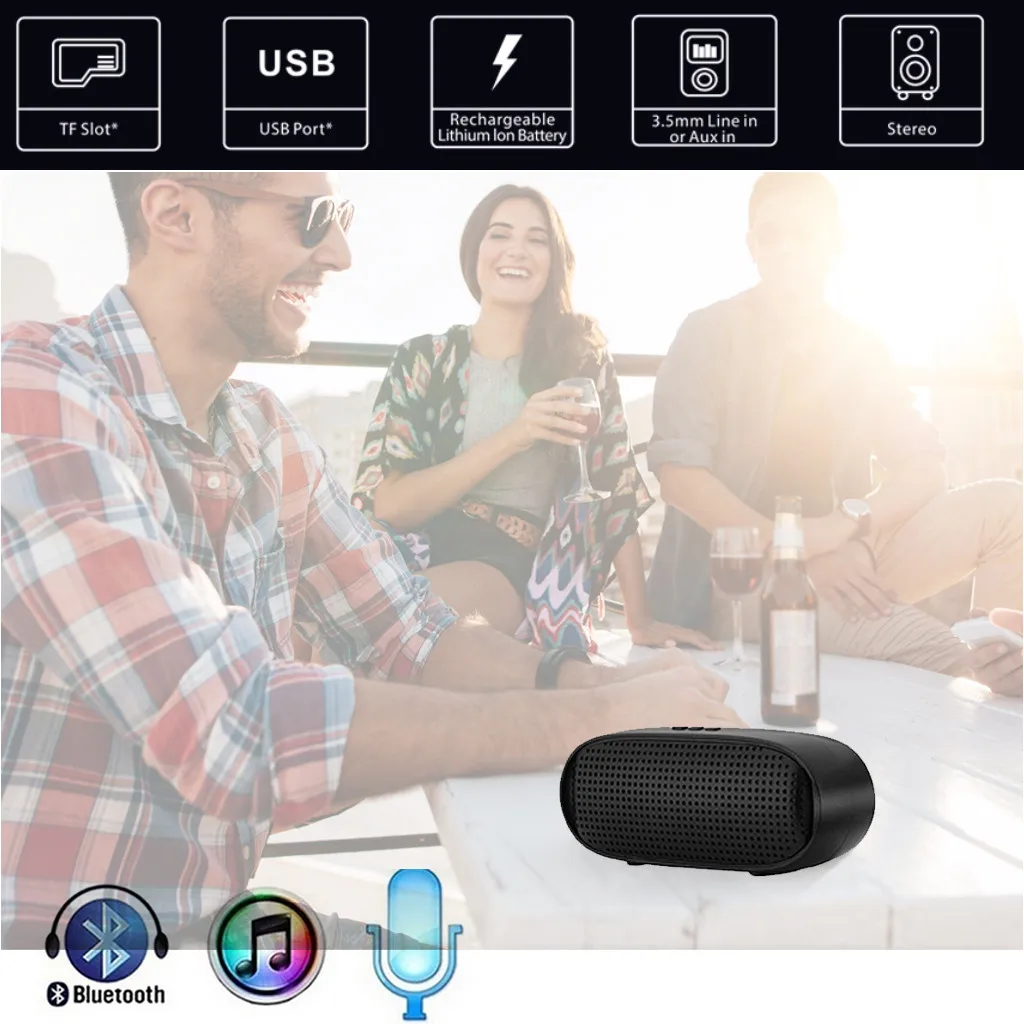 Портативная HIFI Беспроводная Bluetooth колонка саундбар стерео звуковая SDCard для