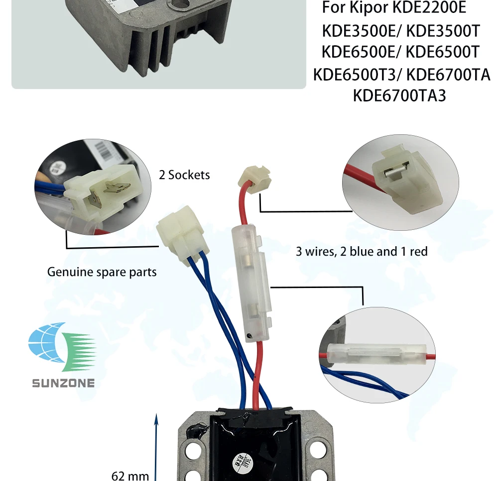 Подлинный Выпрямитель регулятор KI-CDQ-36AH для генератор kipor KDE6500T/T3 KDE6700TA/TA3 KDE12STA Запчасти для дизельного двигателя