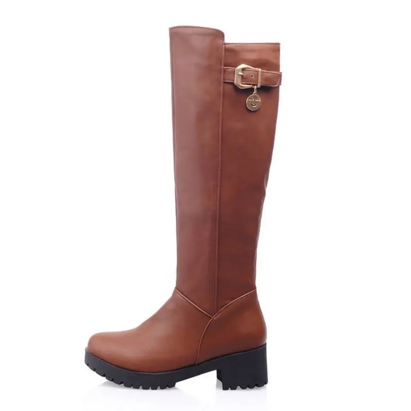 ZALAVOR/женские высокие сапоги до колена на квадратном каблуке с металлической