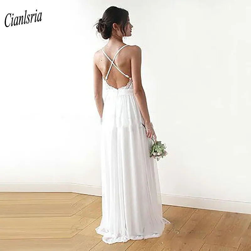 Платье для свадьбы Boho 2020 пляжное платье невесты из шифона с кружевной