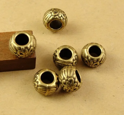 

100pcs charm big hole bead 10*7MM 1.8g Antique bronze Accessories Handmade earrings bracelet necklace Jewelry Making DIY