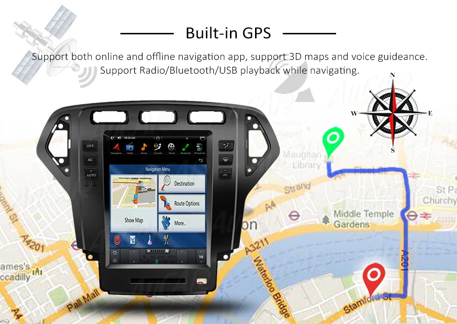 Tesla style 10," для Ford Mondeo 2007-2010 автомобильный радиоприемник 2 DIN Android 8,1 Кассетный плеер 1 din мультимедийный стерео ips HDMI AHD BT