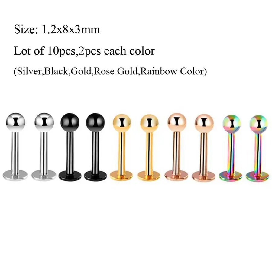 Style2 v 1.2x8x3mm 10 шт./партия, стальной нос сегментные кольца подковы серьги для бровей Язык Серьги CBR пирсинг Orelha спиральный для хряща Tragus ювелирные изделия - Окраска металла: Style2 v 1.2x8x3mm