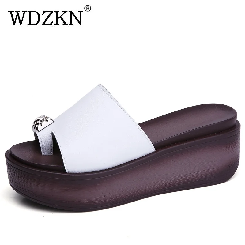 Шлепанцы WDZKN женские на танкетке сланцы с кристаллами высоком каблуке
