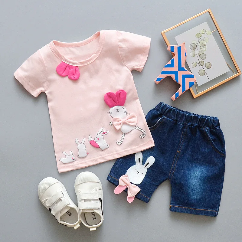 Горячая распродажа!! 2019 Летние Стильные комплекты одежды для девочек детские