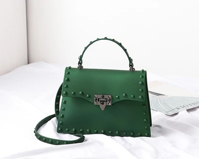 S green Женские сумки-мессенджеры с заклепками, роскошные сумки, женские сумки, дизайнерские ПВХ желейные сумки, модные сумки через плечо, женские Сумки из искусственной кожи - Цвет: S green