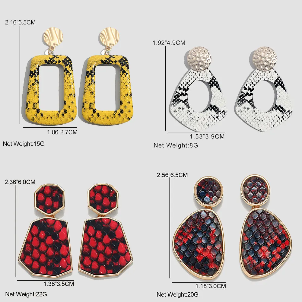 Flatfoosie ZA Leopard Длинные висячие серьги для женщин Мода Круглый геометрический кожа Винтаж себе Богемские серьги-подвески ювелирные изделия