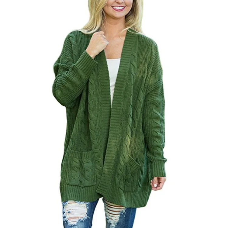 

winter cardigan women cardigans mujer 2019 Korean long sleeve fem me maxi plus size green Sweater loose twisted knitted shawl