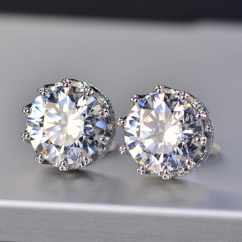 

Crown Stud Earrings Fashion Designer Hip Hop Jewelry For Men Women Gifts AAA Zircon Round Earring