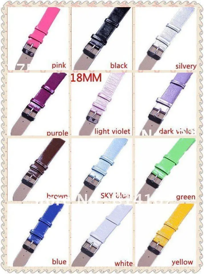 

Wholesale Lots 40pcs 18mm leather Imitation Watch Bands 13 colors available-3129