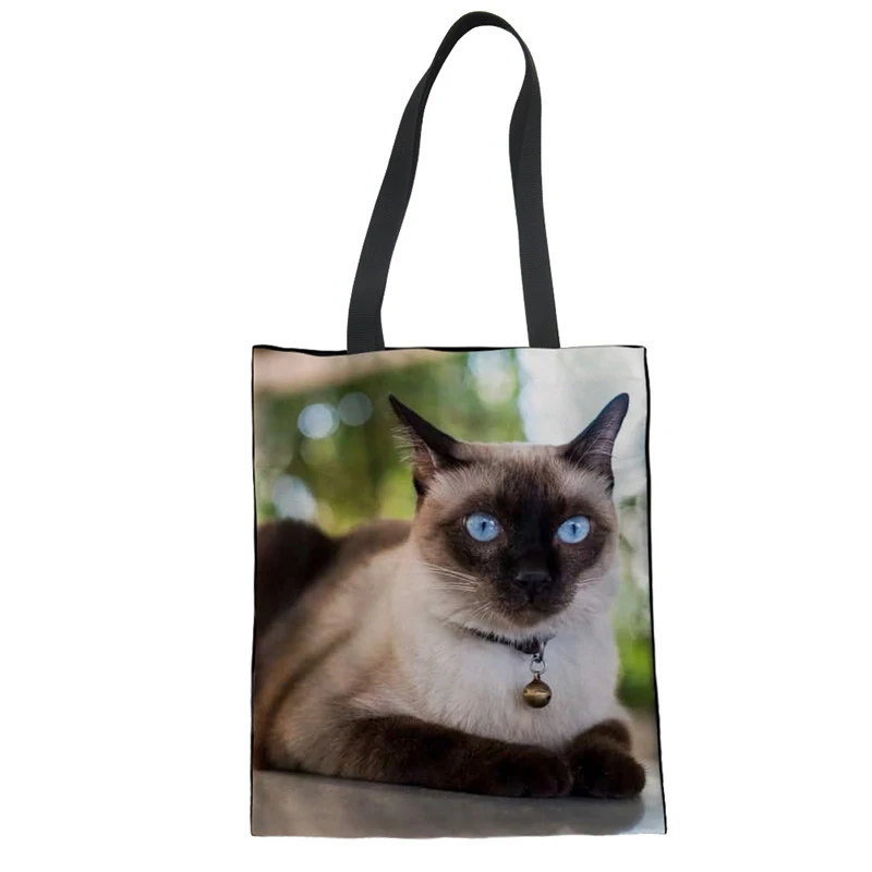 LMF1268Z22 WHEREISART Яркая сумка для шоппинга Saco Compras Animal Siamese Cat женские матерчатые сумки хлопчатобумажная хозяйственная сумка на плечо - Цвет: LMF1268Z22