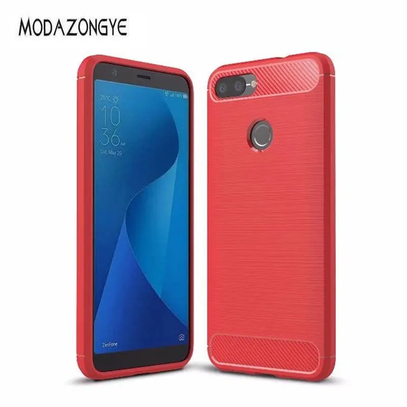 Чехол для Asus Zenfone Max Plus M1 мягкий из углеродного волокна противоударный | Мобильные