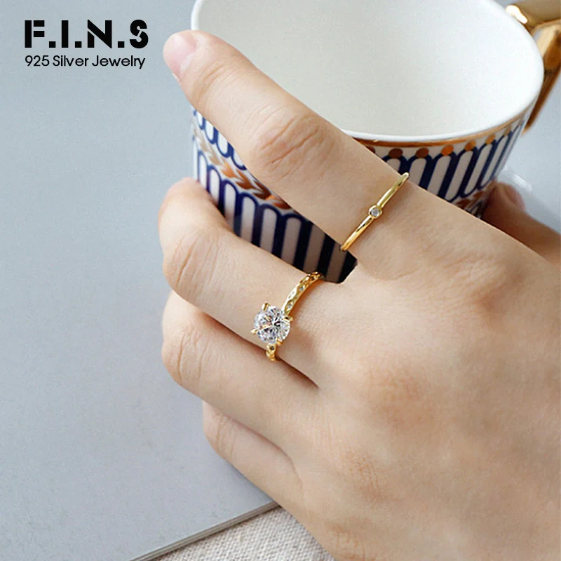 F.I.N.S женские свадебные кольца 925 Серебряные кубические циркониевые кольца для женщин обручальные кольца Роскошные Ювелирные изделия Подарки