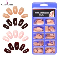 100pcbox burgundy coffin false nail tips brown purple pink artificial nails full cover ballerina faux ongles fake nail tips