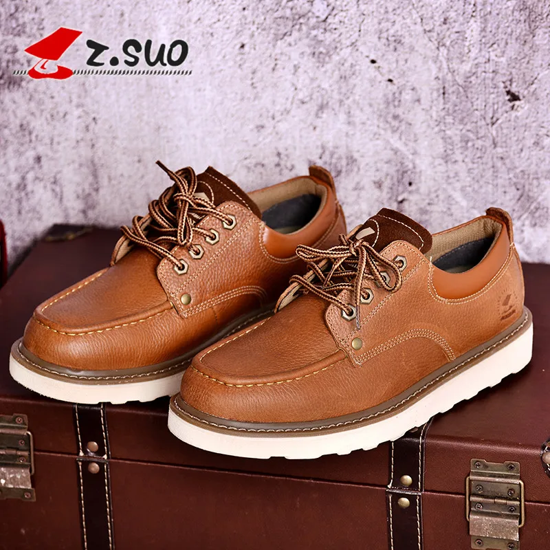 Z. суо Марка Осень 100% Натуральная Кожа Сильный Человек Оснастки Обувь низкий Топ