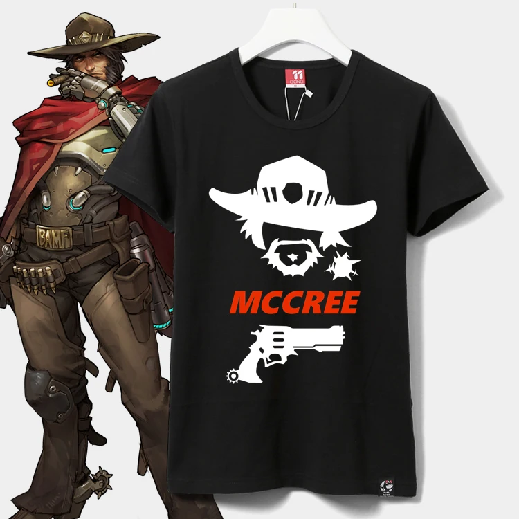 Футболка унисекс с коротким рукавом и изображением милосердия макcree OW D.VA Genji