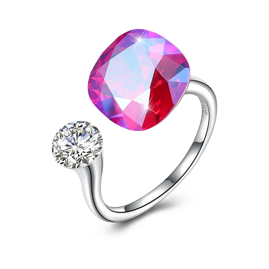 MALANDA круглые кристаллы от кольца swarovski для женщин Мода Серебро 925 пробы роскошные кольца с регулируемым размером романтическое ювелирное изделие подарок - Цвет основного камня: SHIM 227