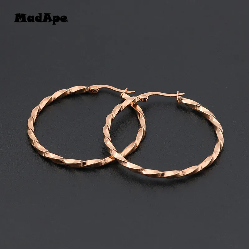 Женские серьги кольца MadApe золотистые/черные/Серебристые/розовые/золотистые