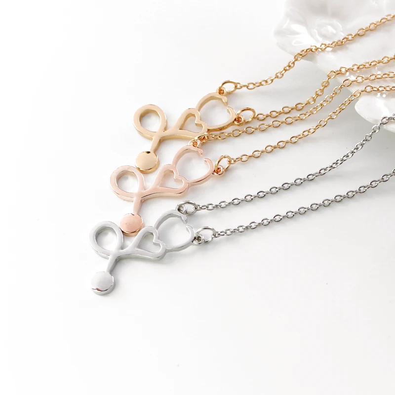 Креативная Женская стетоскоп цепочка с подвеской из сплава покрытие ожерелье