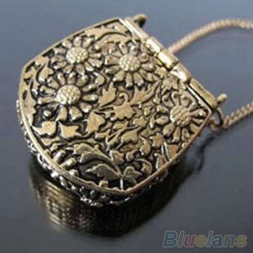 Винтажное ожерелье уникальная форма сумки резные бронзовые медальоны цепочка