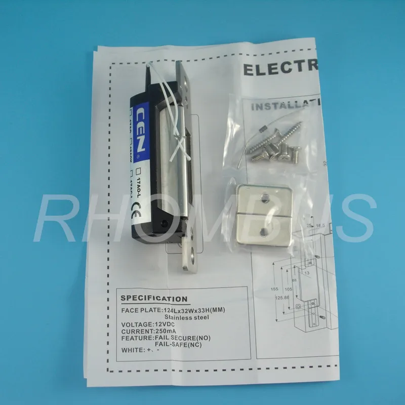 

Free shipping! FCL-17AC holding force 1800Kg for metal doors power off open stainless steel Electric strikes Lock