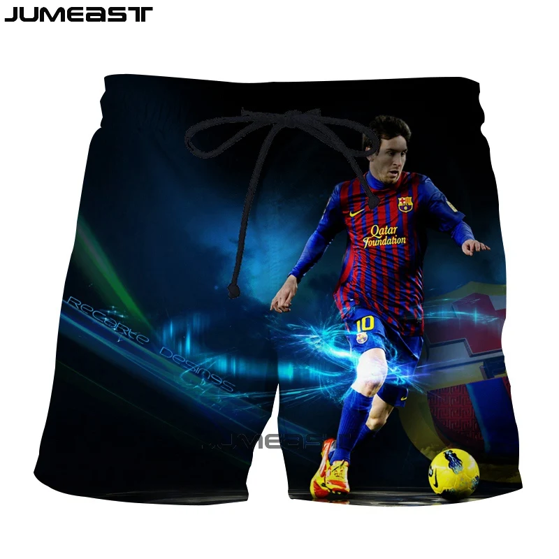 Jumeast Брендовые мужские/женские 3D принты "Футбол" Звезда Lionel Messi шорты летние быстросохнущие пляжные повседневные спортивные брюки короткие брюки
